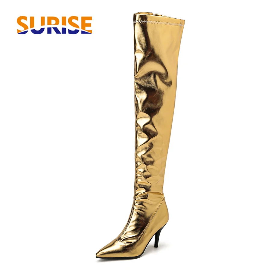 النساء الفخذ أحذية عالية الفضة - مراجعة Riding Boot Short وسعره