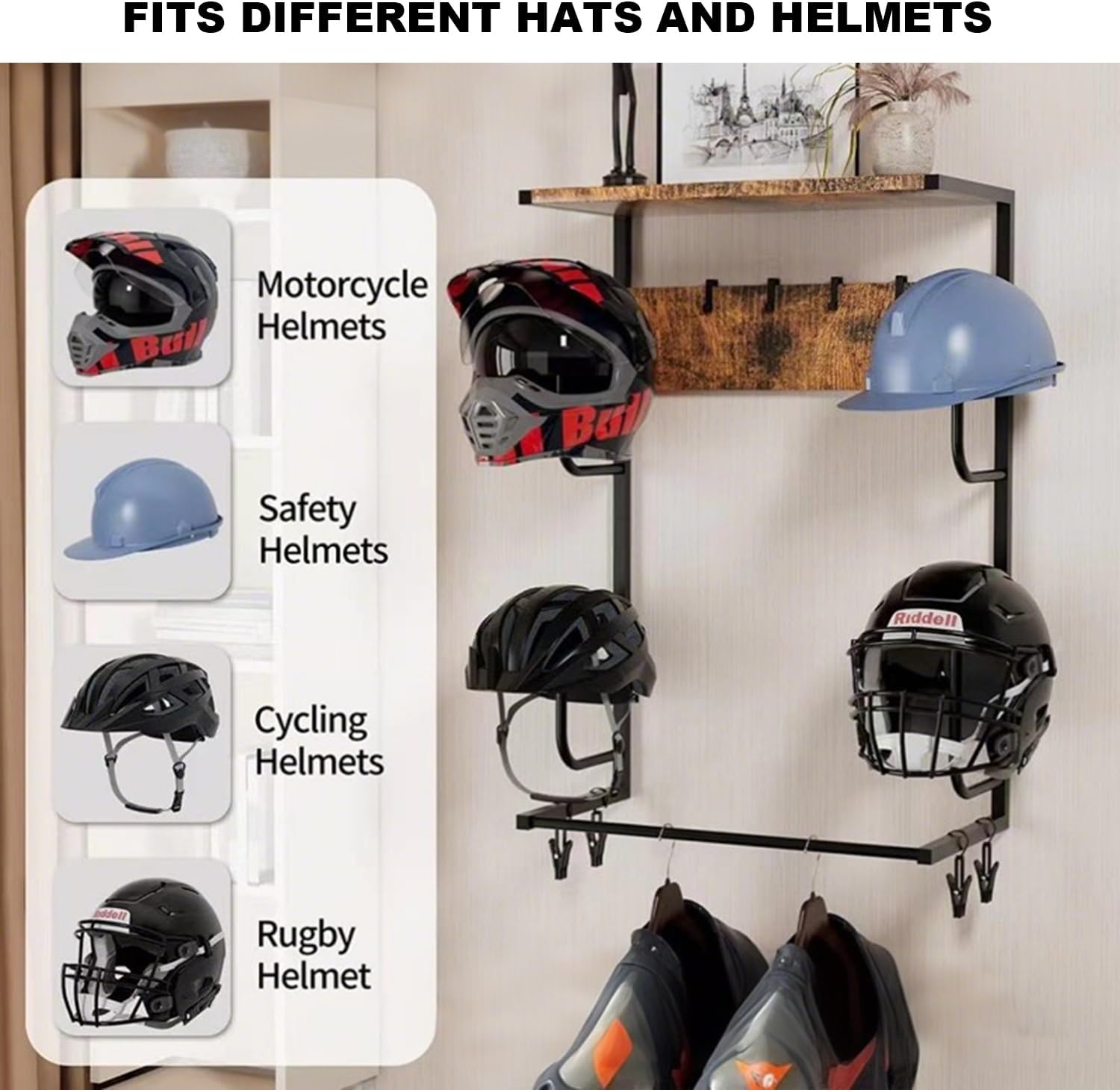 حامل خوذة الدراجة النارية، رف  - مراجعة Motorcycle Gear Gloves وسعره